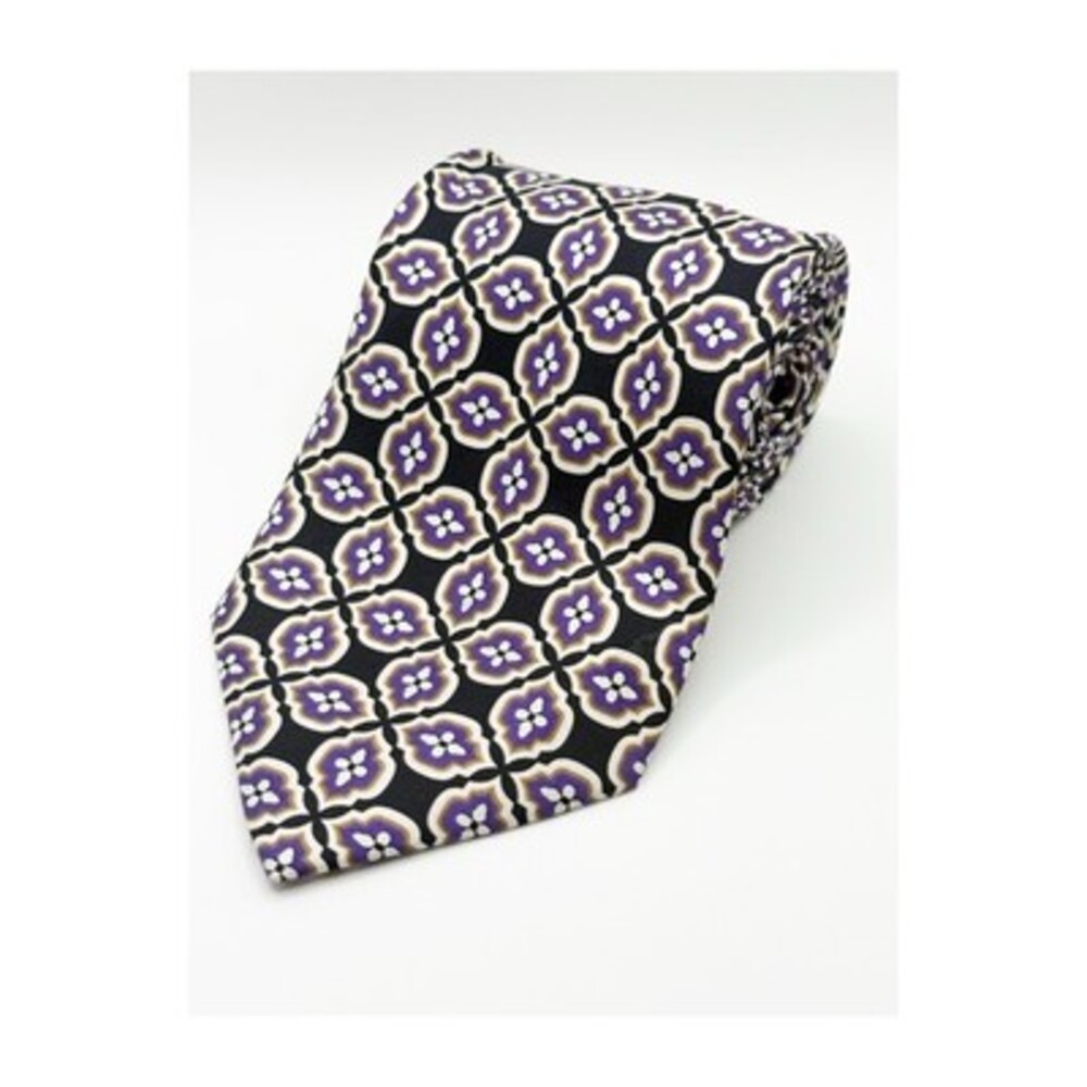 Vera Bradley 100% silk Black Brown Paisley Tie 4" x 60.5" formal academia classy